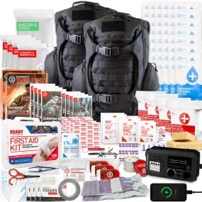 4 Person 72HRS Tactical Deluxe Backpack Kit with NOAA Weatherband Radio
