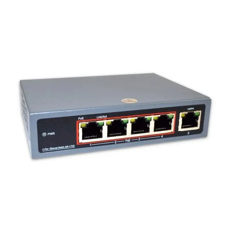 4 Port Unmanaged Gigabit Ethernet PoE Switch and Uplink Port, 10/100/1000Mbps