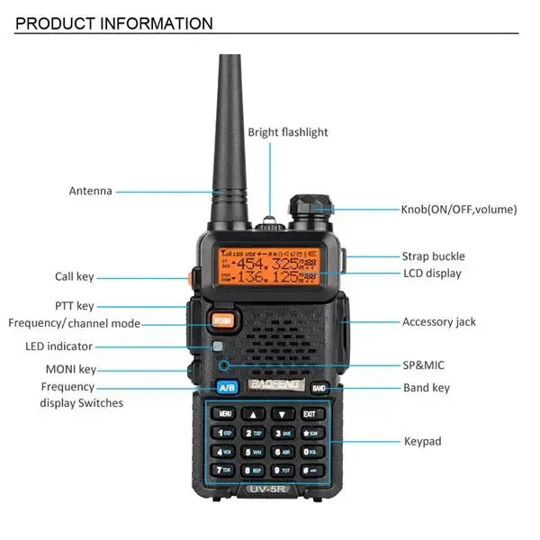 6pcs BAOFENG 136-174MHz / 400~520MHz Dual Band Walkie Talkie