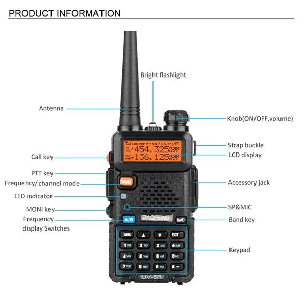 6pcs BAOFENG 136-174MHz / 400~520MHz Dual Band Walkie Talkie