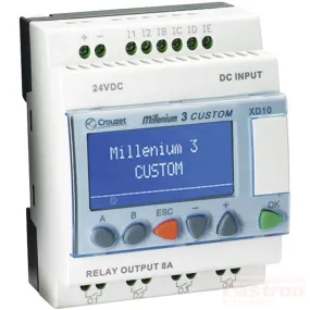 88974142, Millenium 3 Essential PLC XD10-6I/4O S, 6 x On/Off inputs, Incl 4 analogue inputs, 10 Static Solid State outputs incl 1 x PWM output, 24 VDC