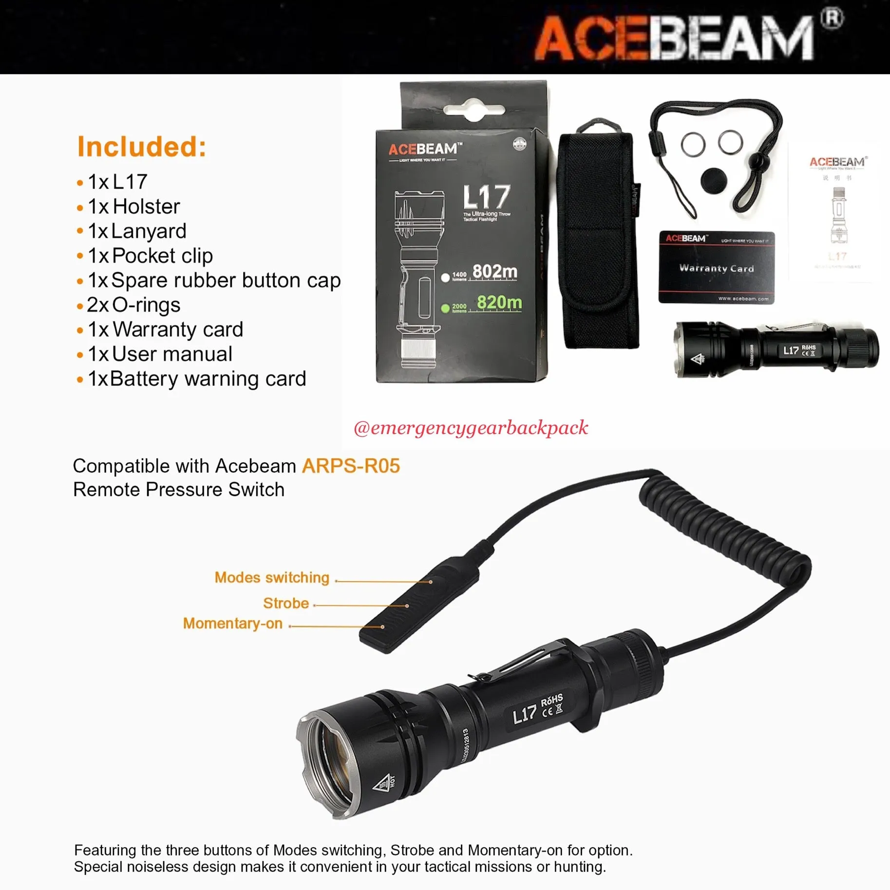 ACEBEAM L17 Ultra-long Range Flashlight