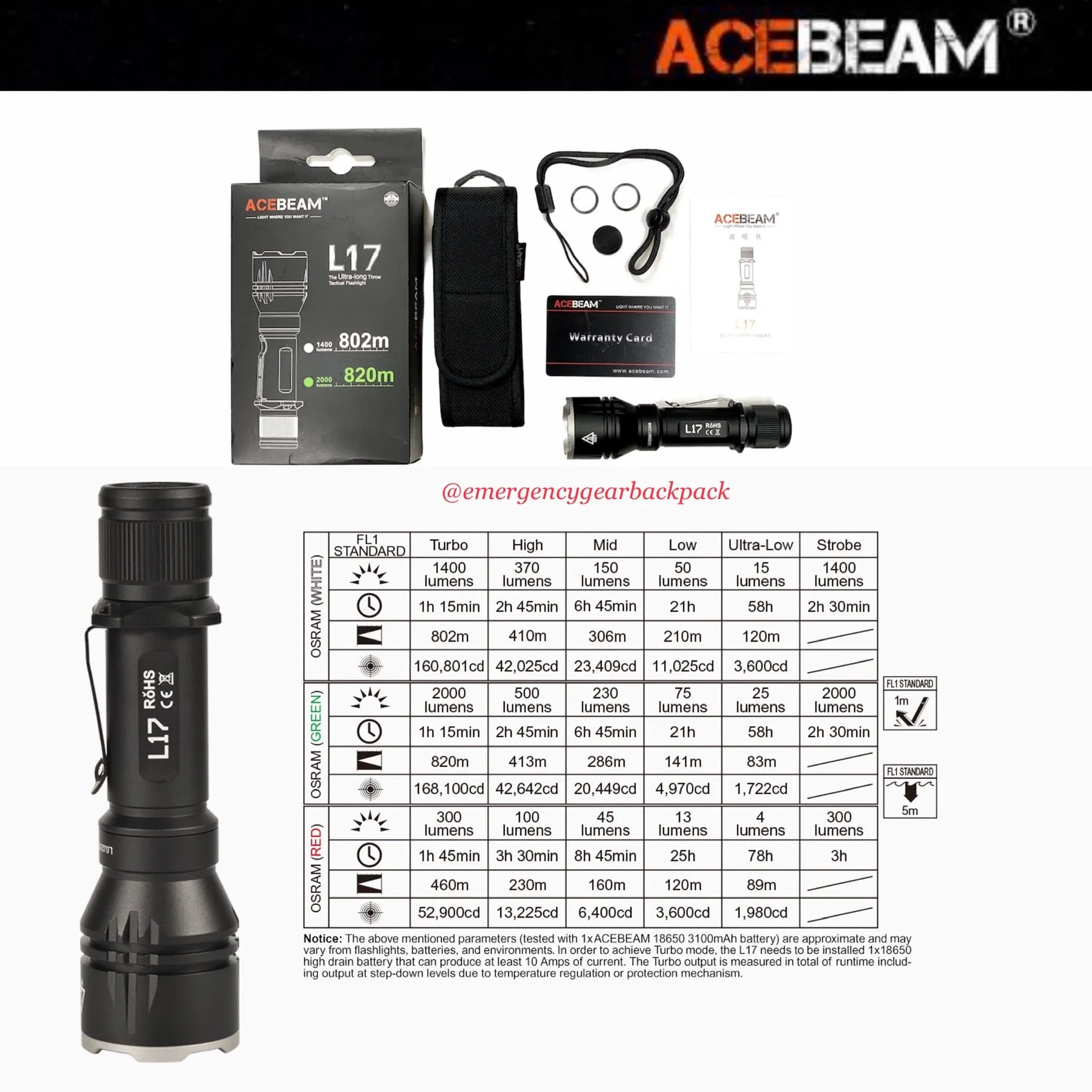 ACEBEAM L17 Ultra-long Range Flashlight