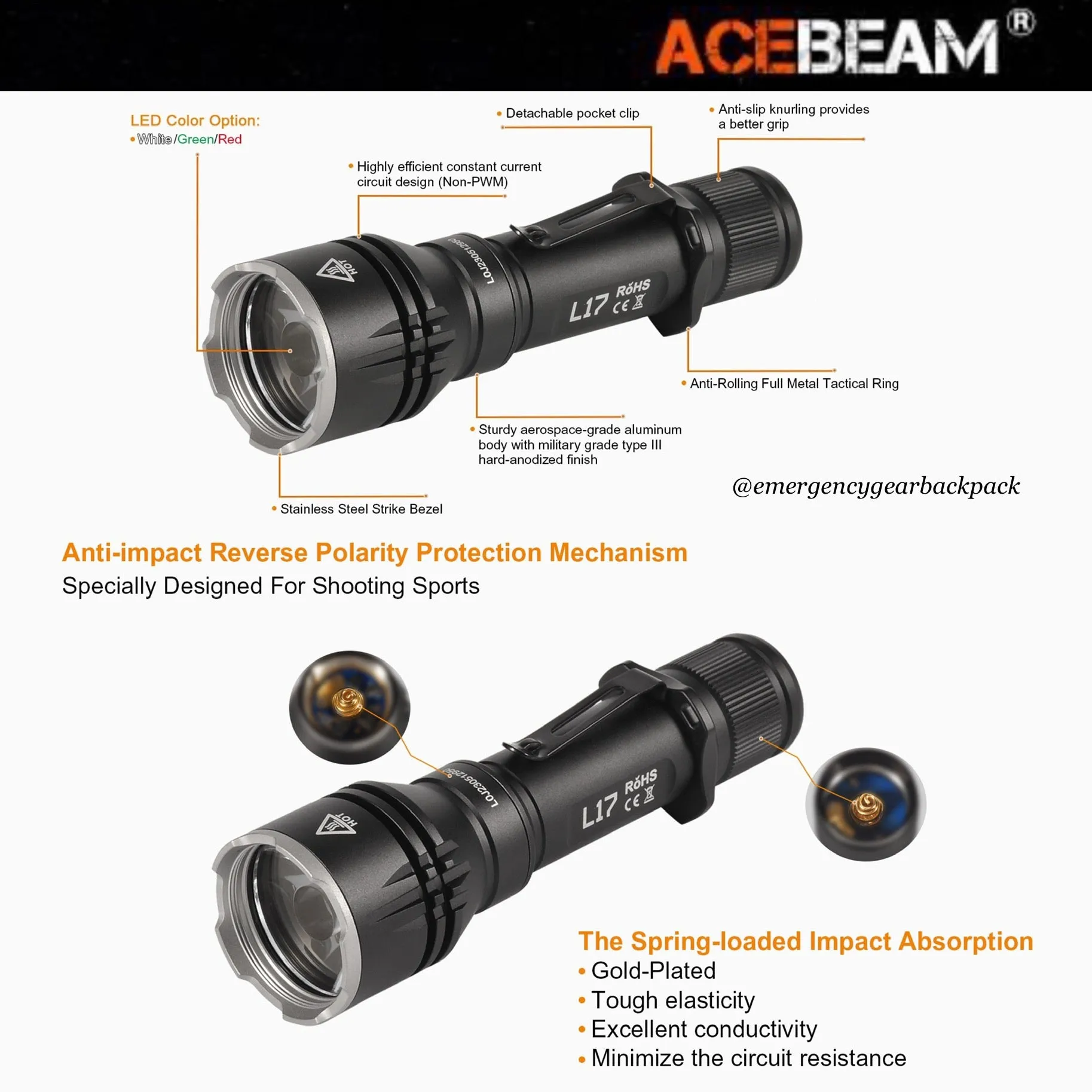 ACEBEAM L17 Ultra-long Range Flashlight