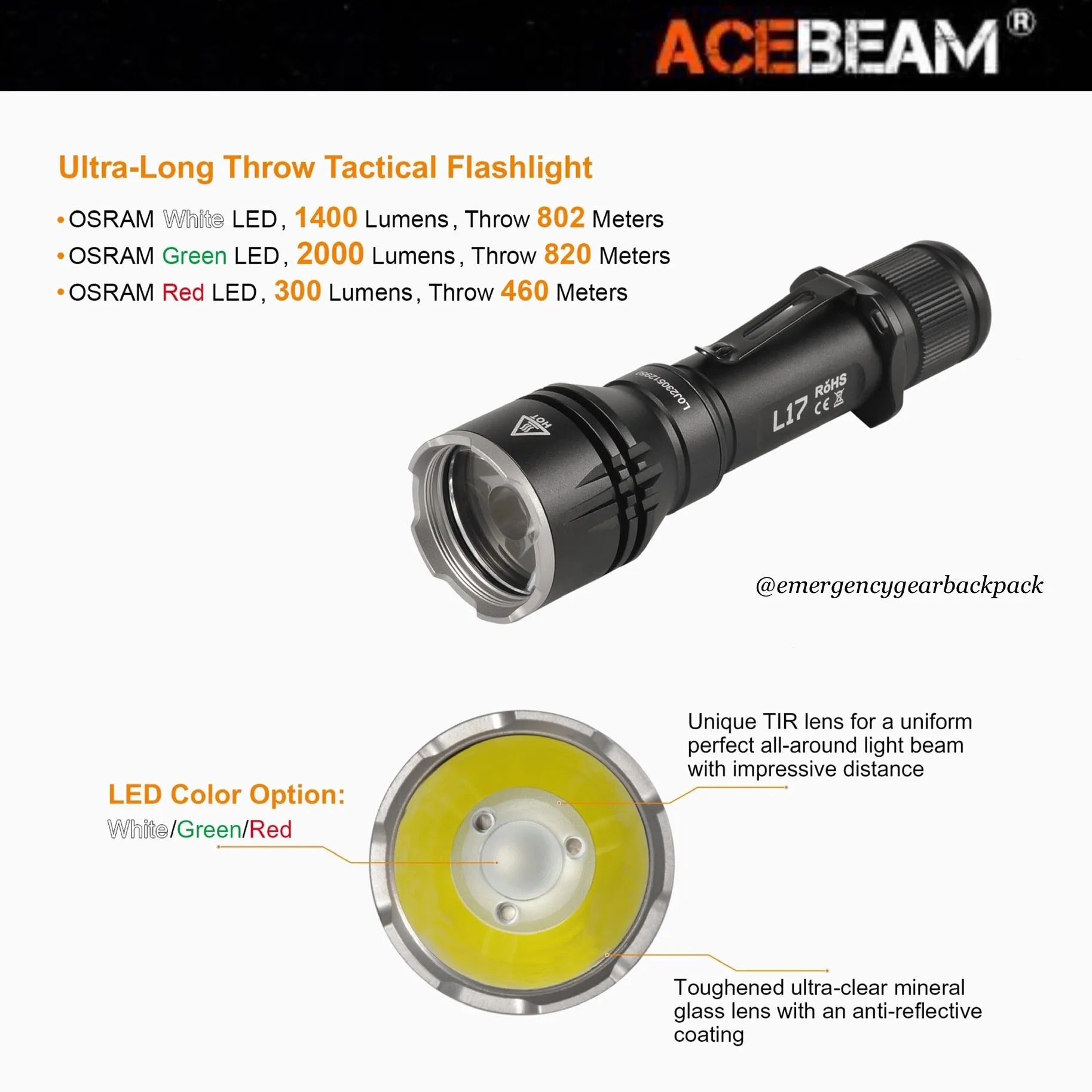 ACEBEAM L17 Ultra-long Range Flashlight