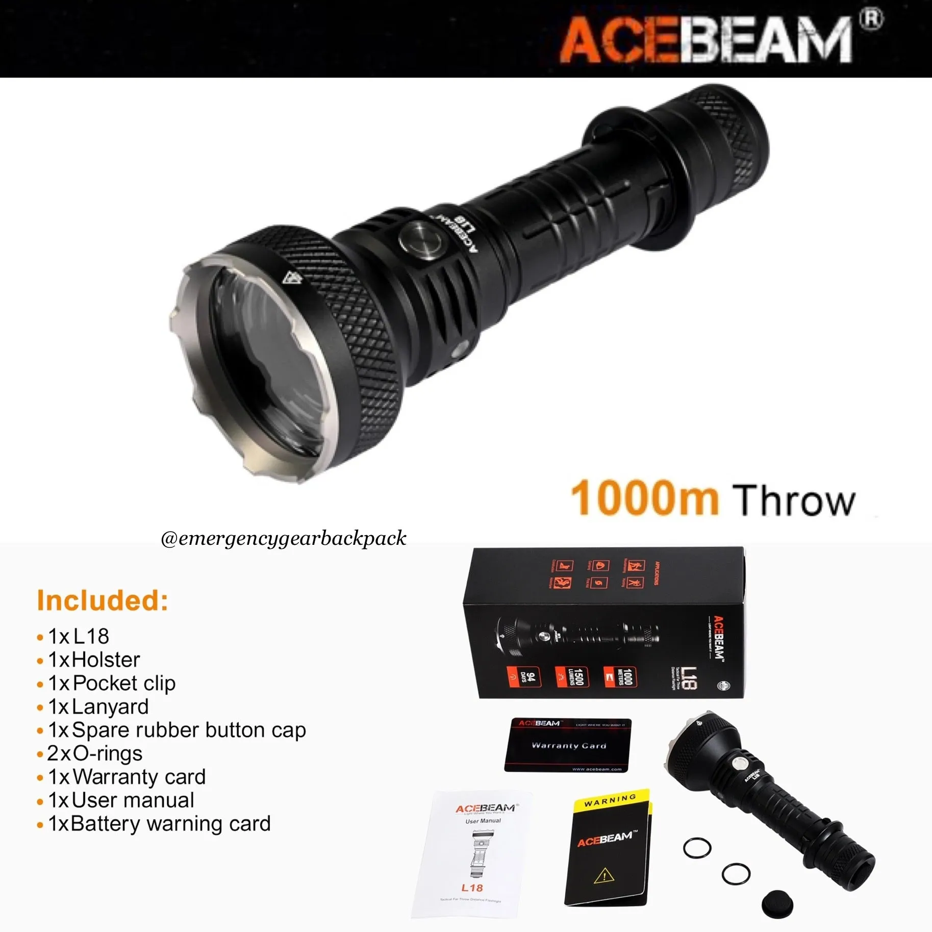 ACEBEAM L18 Ultra-long Range Tactical Flashlight