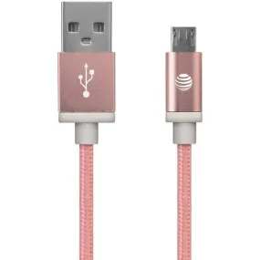 AT&T MC05-ROS Braided USB to Micro USB Charge & Sync Cable, 5ft (Pink)