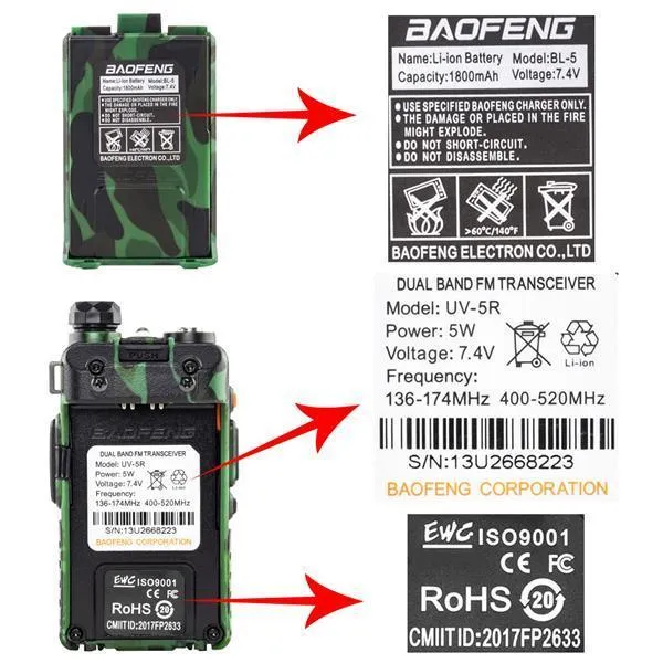 BAOFENG 1.5" LCD 5W 136~174MHz / 400~520MHz Dual Band Walkie Talkie