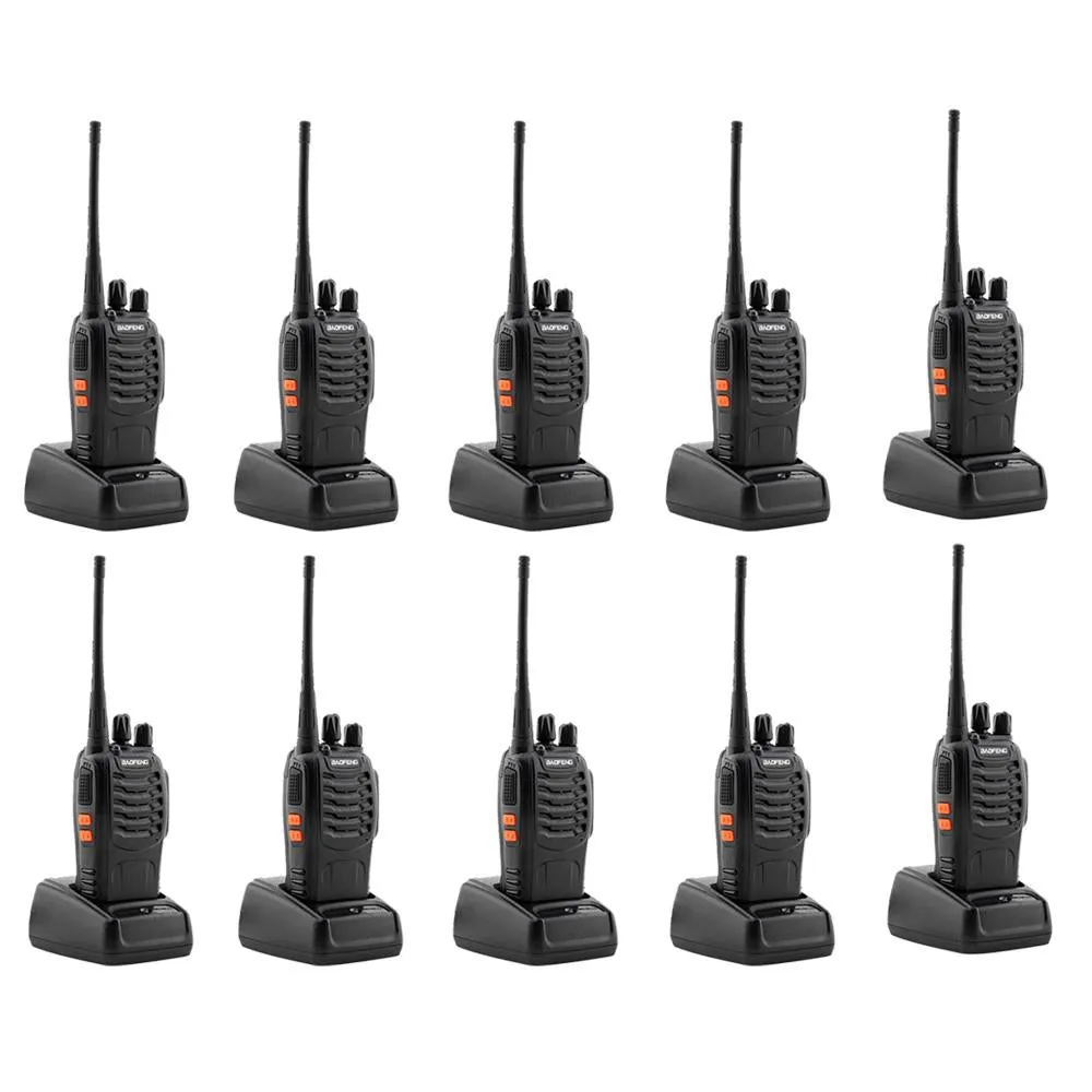 Baofeng 5W 10PCS BF-888S Walkie Talkies Handheld Two Way Radios Battery and Charger 2-4 KM