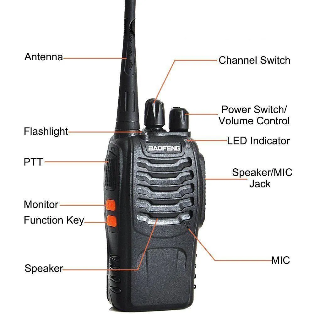 Baofeng 5W BF- 888s  4PCS Walkie Talkies Handheld Two Way Radios Battery and Charger 2-4 KM