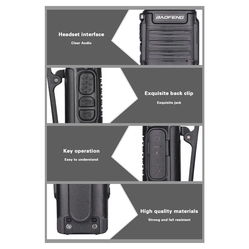 BaoFeng BF-V8 (Single & Set of 2/3/4) Walkie-Talkie UHF Transceiver 5W Two-Way Radio with 16 Storage Channels, 400-470MHz Frequency Range, 5km Max. Talking Range, Clear Voice Output, 1500mAh Battery Capacity