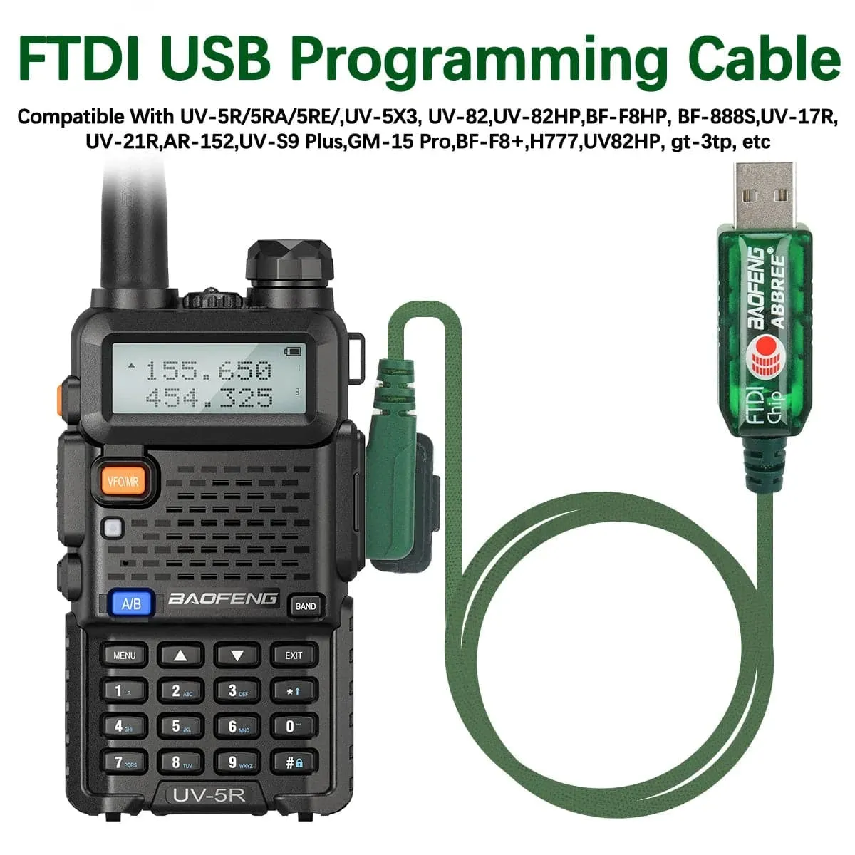Baofeng FTDI Universal Plug & Play USB Programming Cable for UV-5R 888S UV 13 17 21 PRO Walkie Talkie Easy Setup No Drive Needed