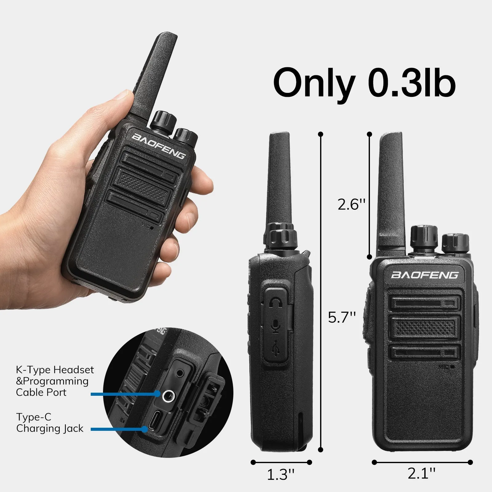 Baofeng GT-68 [4 Packs] FRS Radios | License-free | Typc-C Charging | CTCSS/DCS