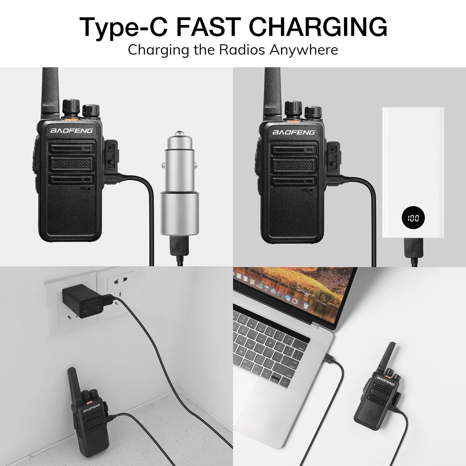 Baofeng GT-68 [4 Packs] FRS Radios | License-free | Typc-C Charging | CTCSS/DCS
