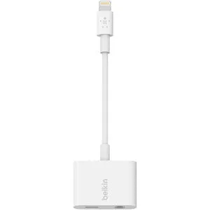 Belkin 3.5mm Audio   Charge RockStar, Lightning/Mini-phone Audio/Power/Data Transfer Cable for Headphone, Speaker, Microphone, Remote Control, Audio Device, iPhone, White