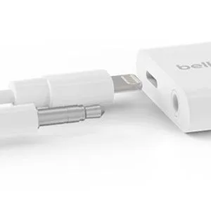Belkin 3.5mm Audio   Charge RockStar, Lightning/Mini-phone Audio/Power/Data Transfer Cable for Headphone, Speaker, Microphone, Remote Control, Audio Device, iPhone, White
