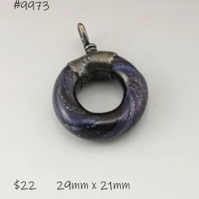 Blue Aventurine with Black stripes Twist Circle with Copper Electroforming