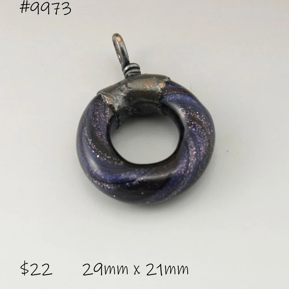 Blue Aventurine with Black stripes Twist Circle with Copper Electroforming
