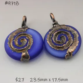Blue Etched Spiral Lentils with Copper Electroforming