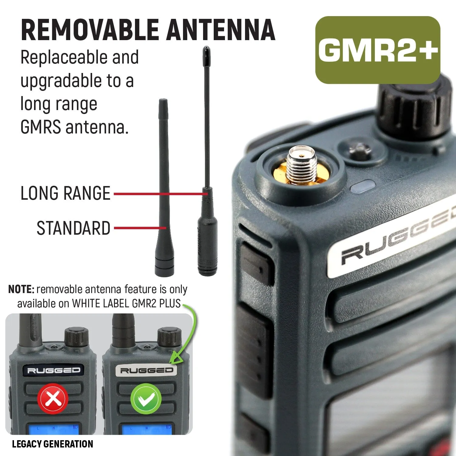 BUNDLE - Rugged GMR2 PLUS - GMRS / FRS Two Way Handheld Radio with Hand Mic