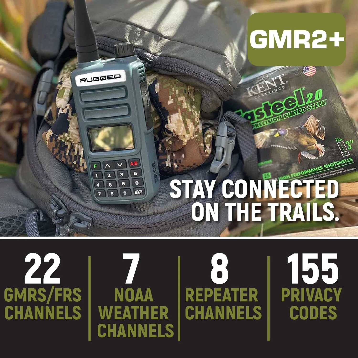 BUNDLE - Rugged GMR2 PLUS - GMRS / FRS Two Way Handheld Radio with Hand Mic