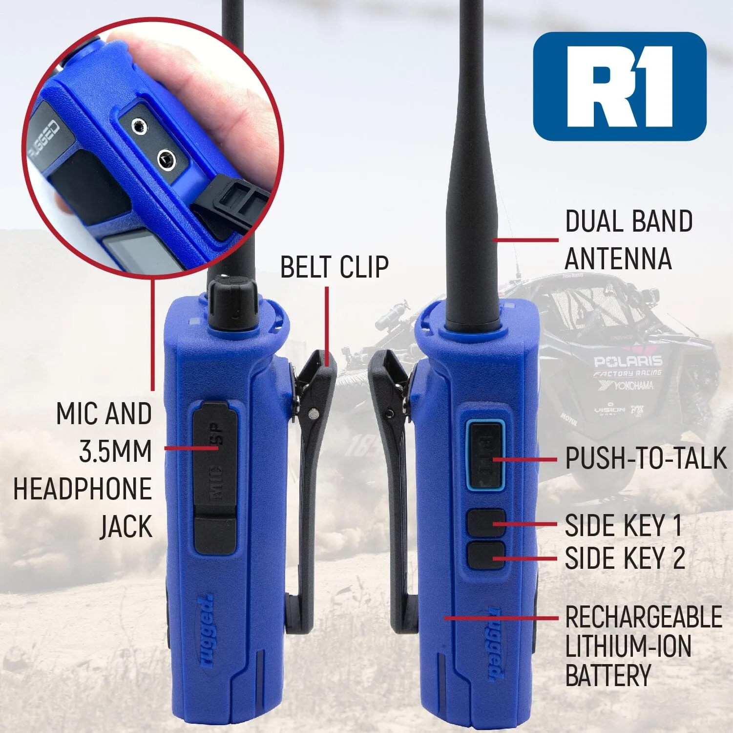 Bundle - Rugged R1 Business Band Handheld Radio with Hand Mic