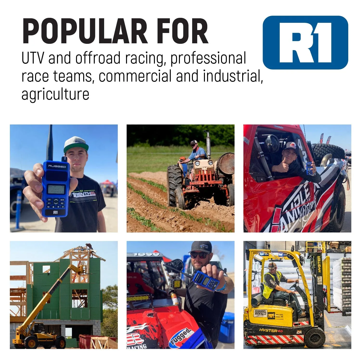 BUNDLE - Rugged R1 - Business Band Two Way Handheld Radio - with Hand Mic