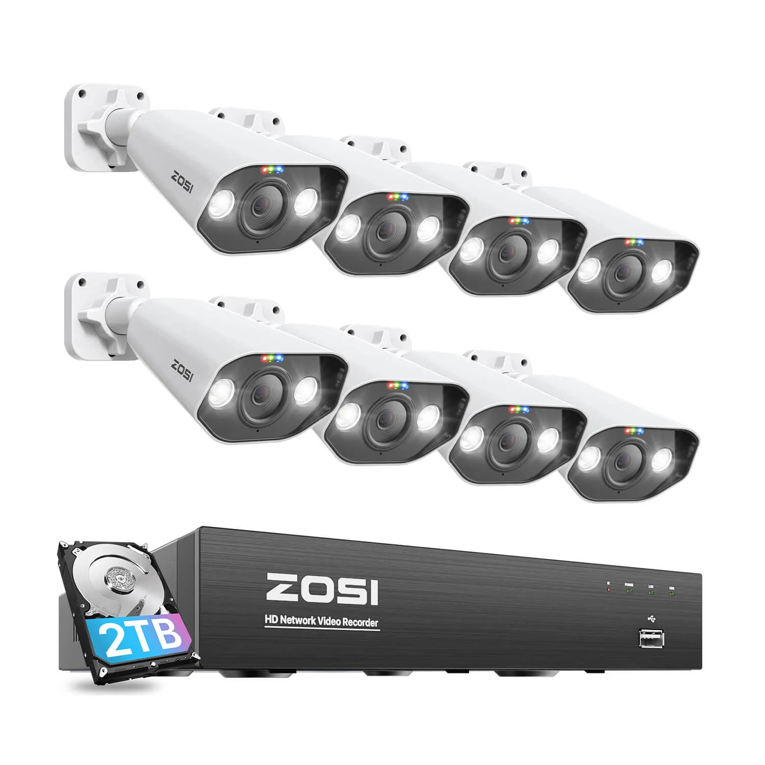 C182 4K 8 Channel Security System   Up to 8 Cameras   2TB Hard Drive