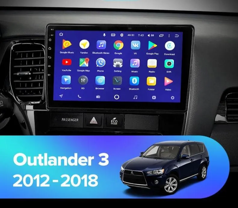 Car Dealz 10.2" Android 10.0 Mitsubishi Outlander 3 GF0W GG0W 2012-2018 In Dash Plus OEM Fascia