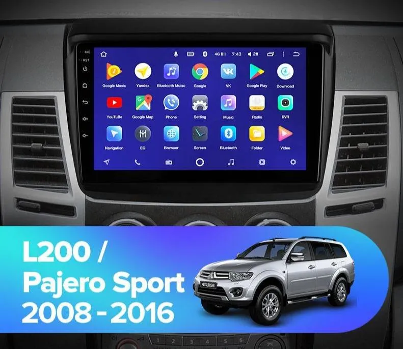 Car Dealz 10.2" Android 10.0 Mitsubishi PAJERO Sport 2 L200 Triton Challenger 2008-2016 In Dash Plus OEM Fascia