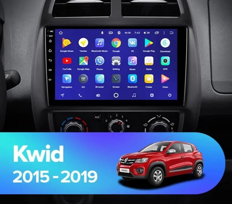 Car Dealz 10.2" Android 10.0 Renault KWID 2015-2019 w CAM In Dash Plus OEM Fascia