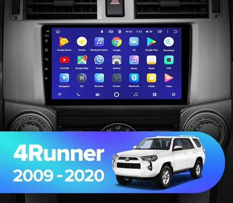 Car Dealz 10.2" Android 10.0 Toyota 4Runner N280 2009 - 2020 In Dash Plus OEM Fascia