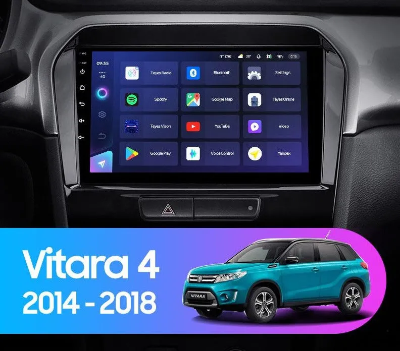 Car Dealz 10.2" Android 12.0 For Suzuki Vitara 4 2014 - 2018 In Dash Plus OEM Fascia