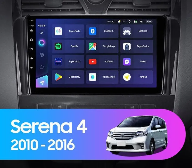 Car Dealz Elite 4G Data Model 10.2" Android 12.0 For Nissan Serena 4 C26 2010 - 2016 In Dash Plus OEM Fascia