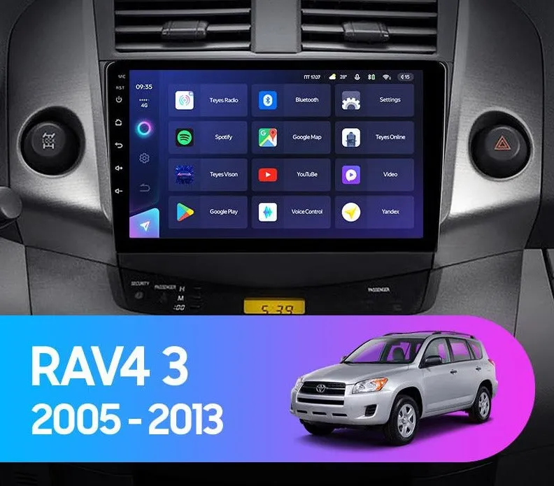 Car Dealz Elite 4G Data Model 10.2" Android 12.0 For Toyota RAV4 3 XA30 2005 - 2013 In Dash Plus OEM Fascia