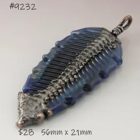 Dark Blue Encased Feather with Copper Electroforming Focal