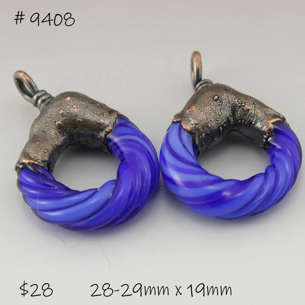 Dark Blue Textured Circles with Copper Electroforming