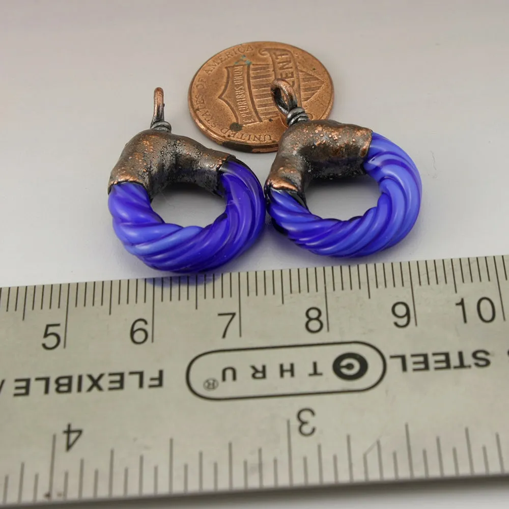 Dark Blue Textured Circles with Copper Electroforming