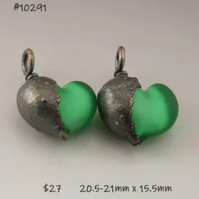 Emerald Green Hearts with Copper Electroforming