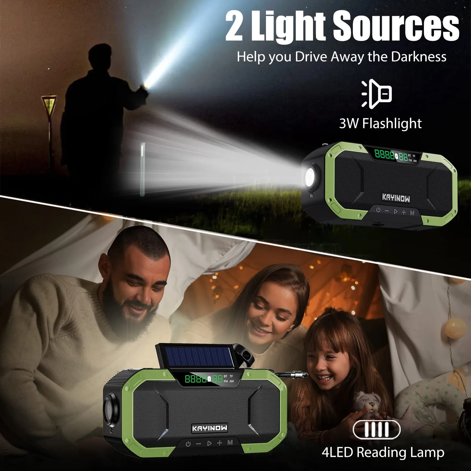 Emergency Radio Waterproof Bluetooth Speaker,Portable AM FM NOAA Weather Radio,Hand Crank Solar Radio Powered,5000mAh Rechargeable Battery Operated,Phone Charger,Flashlight,SOS,Survival Storm Camping
