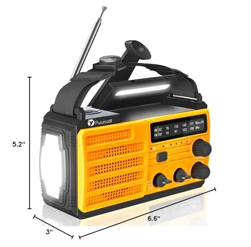 Emergency-Radio,Puiuisoul 8000mAh Portable Weather Solar Radios with Hand Crank,Reading Lamp,3 Gear LED Flashlight,SOS Alarm,AM/FM/NOAA,Headphone Jack