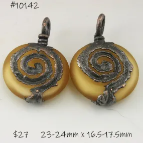 Etched Gold Topaz Lentils with Spiral Copper Electroforming