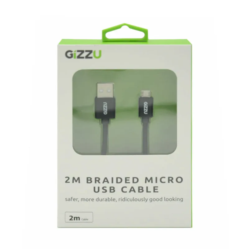 Gizzu Micro 2M Usb Braided Cable Black