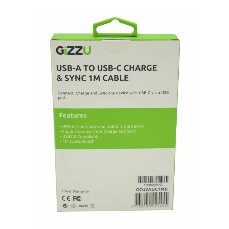 Gizzu Usb2.0 A To Usb-C 1M Cable Black
