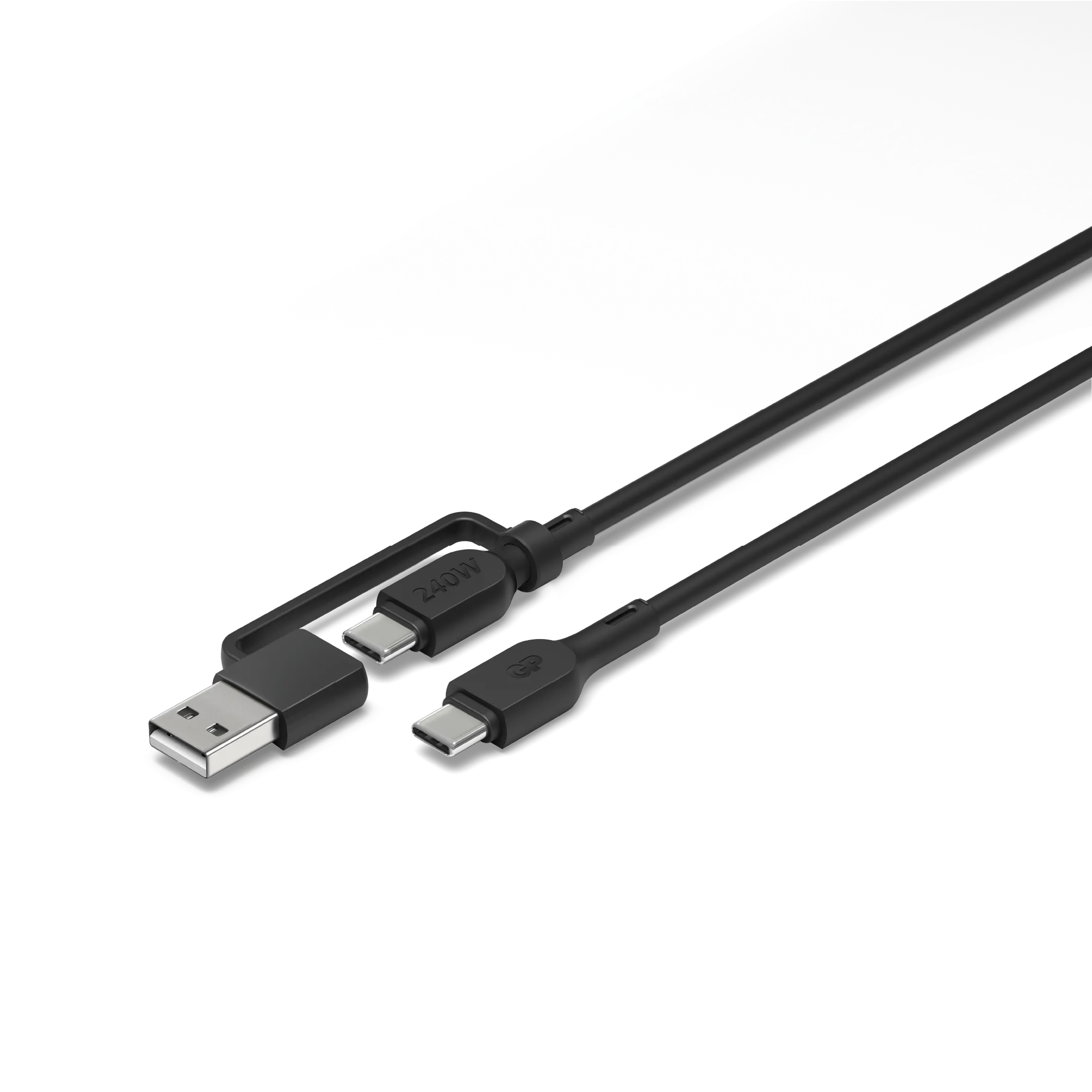 GP 1.5 metre 2-in-1 USB-C / USB-A to USB-C 240W Charge & Sync Cable CCBV