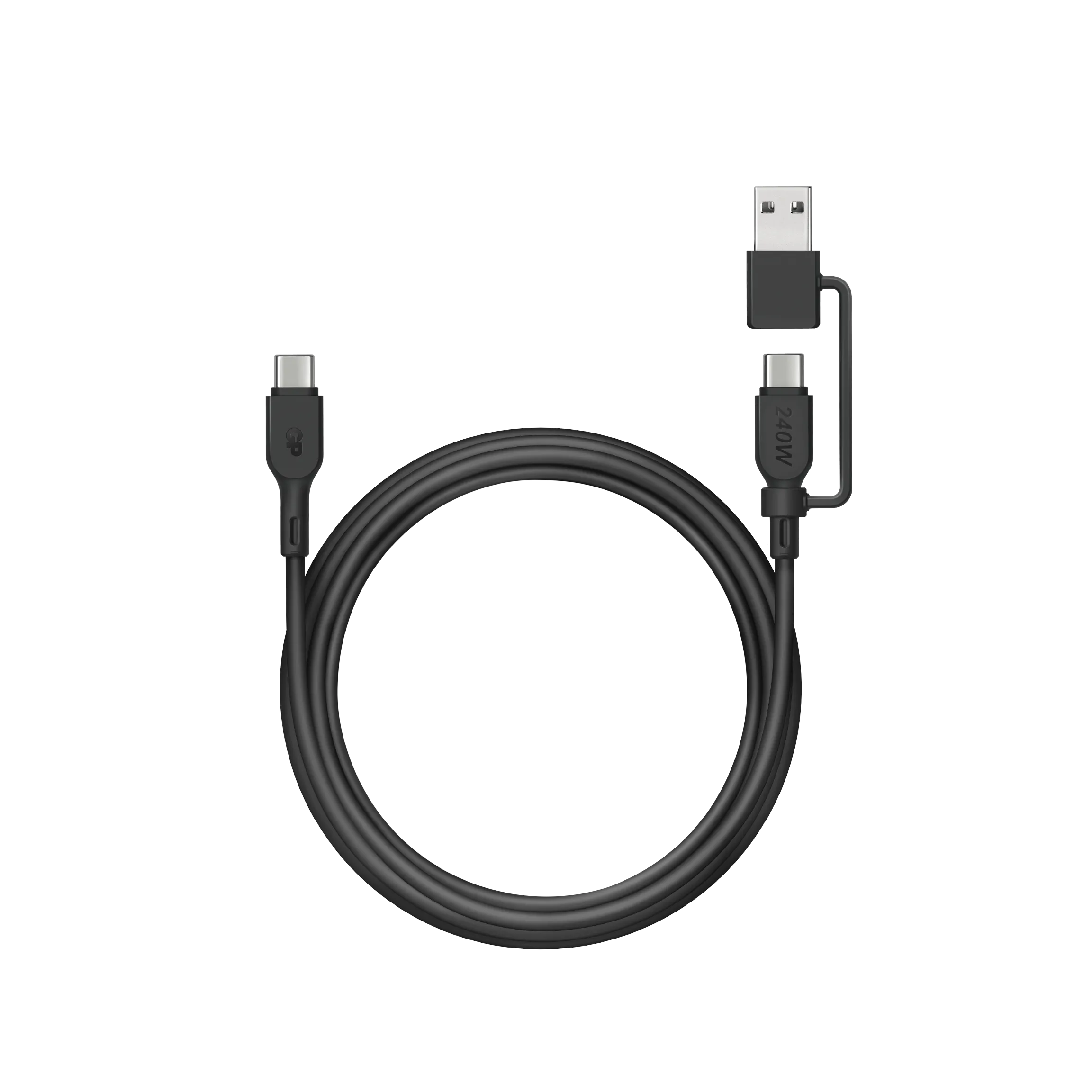 GP 1.5 metre 2-in-1 USB-C / USB-A to USB-C 240W Charge & Sync Cable CCBV