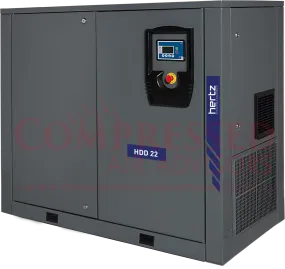 Hertz Kompressoren - HDD22 - 30hp Fixed Speed Direct Drive Rotary Screw Air Compressor, 134.2 CFM @ 125 PSI, 230V/460V/3Ph, 10 Year Warranty Available