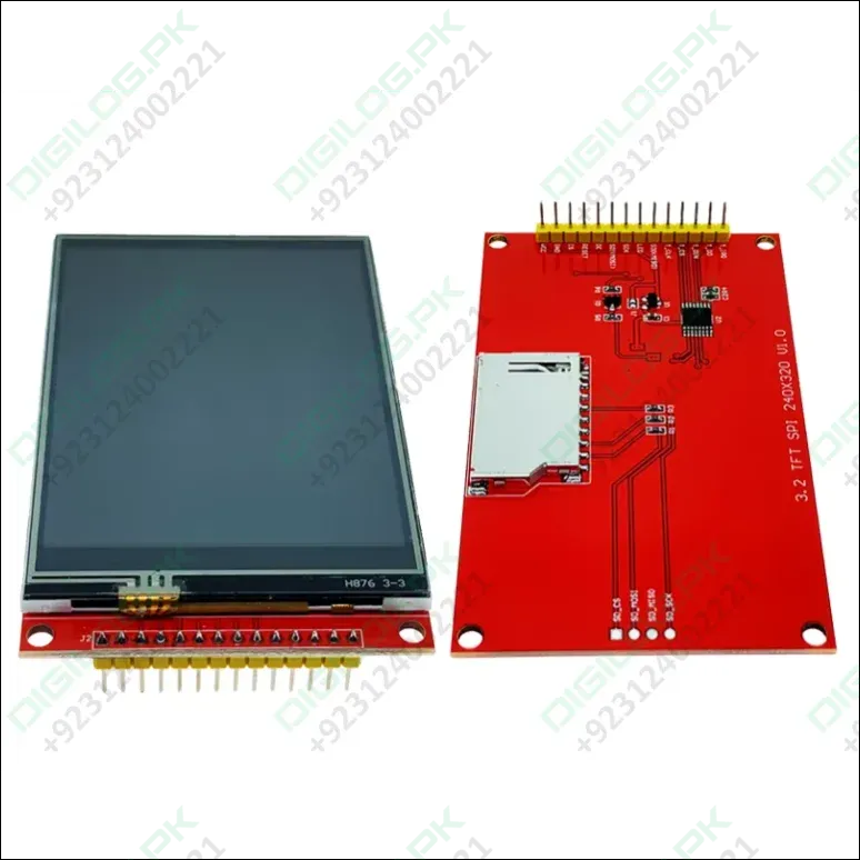 HKD40.57 | 3.2 Inch TFT LCD Screen Display SPI Module with Touch Panel - 320x240 RGB ILI9341 | Digilog.pk