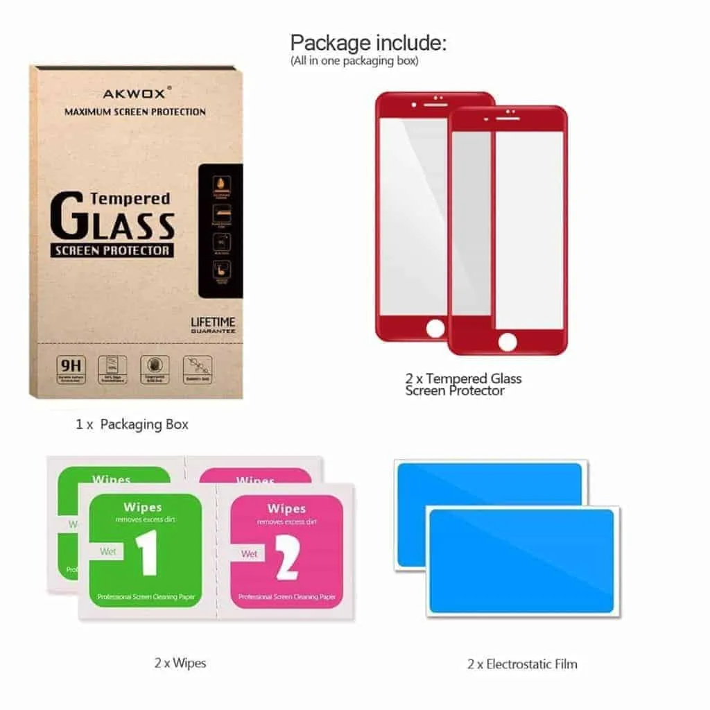 iPhone 7 Screen Protector Gorilla Glass 2 Pack Red