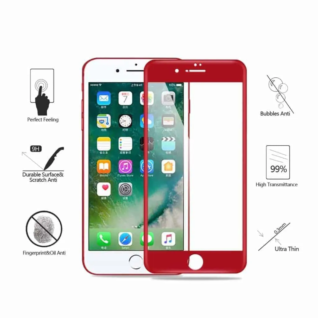 iPhone 7 Screen Protector Gorilla Glass 2 Pack Red